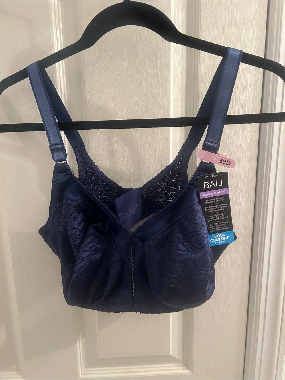 Bali Navy Lace-Detail Classic Support Bra